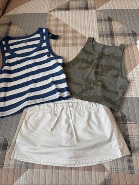 Hollister Blue and White Striped Ribbed Tank